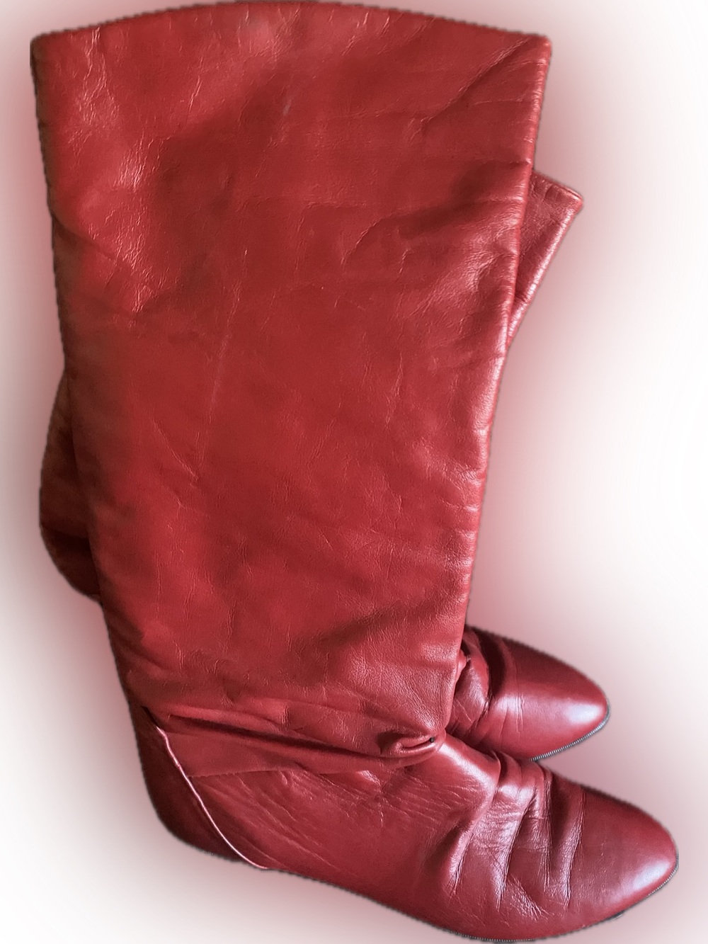 Dexter Vtg  1980’s Red slouchy low flat heels Leather Boots